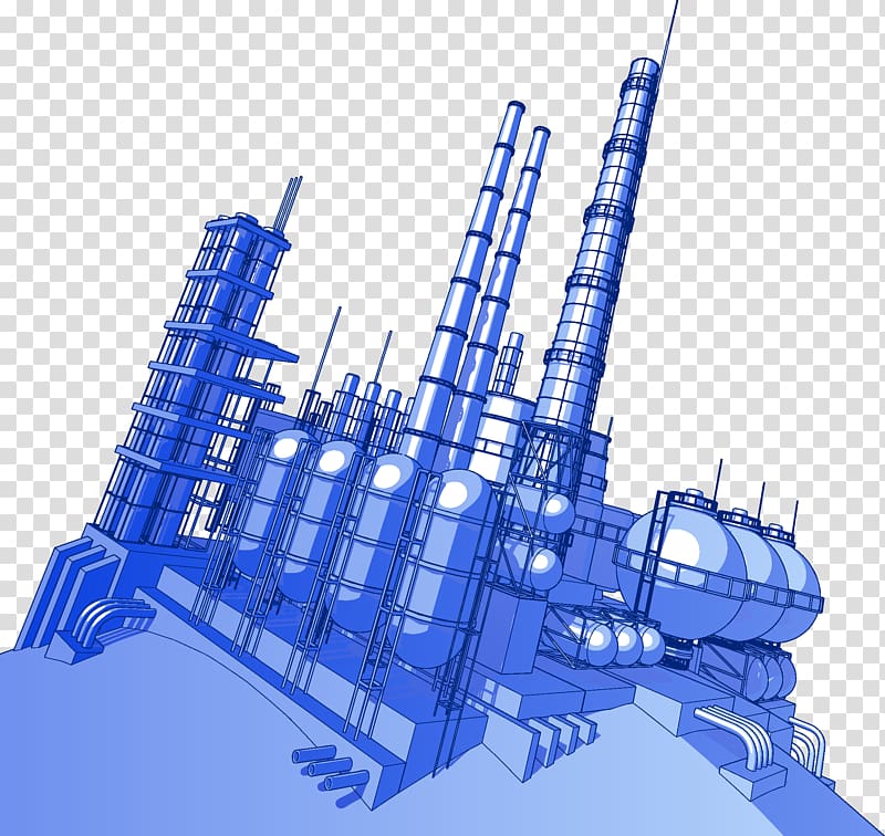 Chemical plant Factory Illustration, Blue Oil Building transparent background PNG clipart