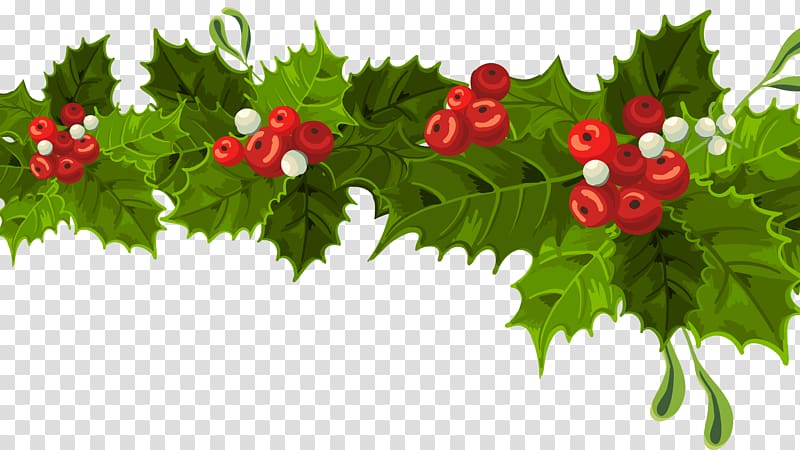 Christmas decoration Christmas ornament , Christmas Long Mistletoe Decoration , green and red Christmas mistletoe illustration transparent background PNG clipart