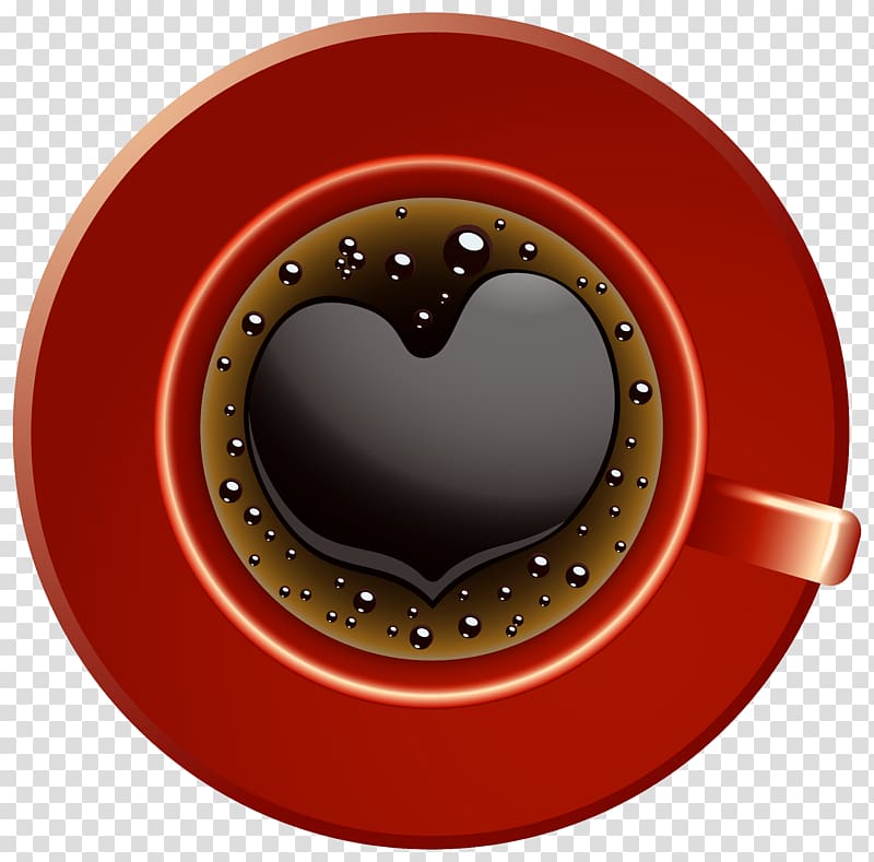 red and black heart logo , Coffee Tea Latte Cappuccino Espresso, Red Coffee Cup with Heart transparent background PNG clipart