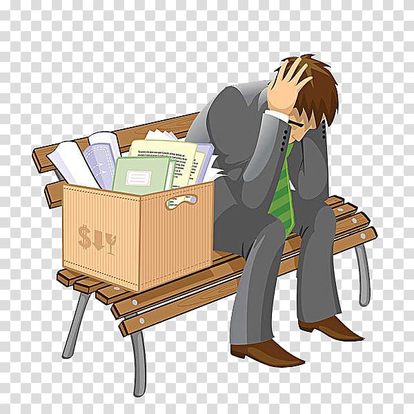 man sitting on bench illustration, Unemployment Free content , Lost man transparent background PNG clipart
