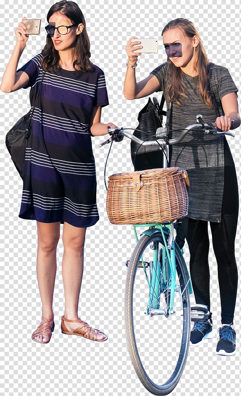 two woman holding on teal bicycle, Architecture Architectural drawing, sitting man transparent background PNG clipart