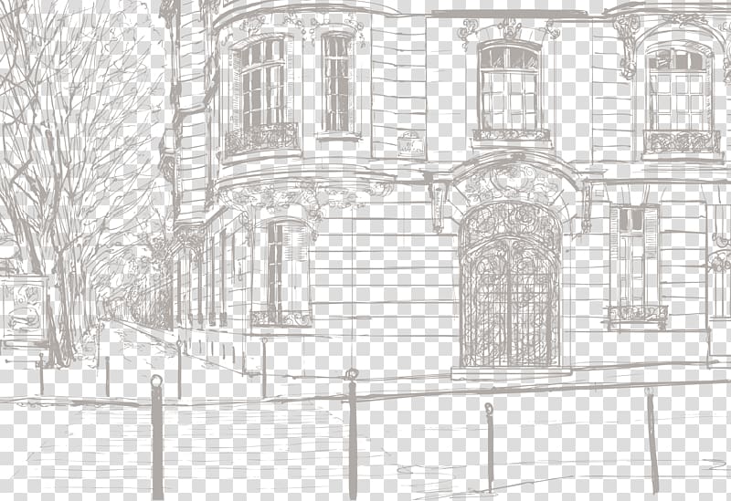Sketch, sketches of cities in Europe and America transparent background PNG clipart