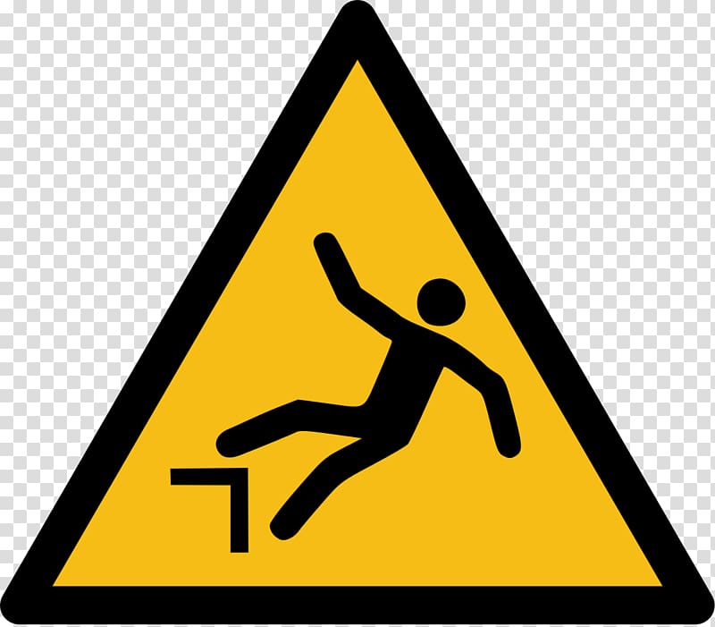 Hazard symbol Accidental fall Warning sign, Iso 7010 transparent background PNG clipart