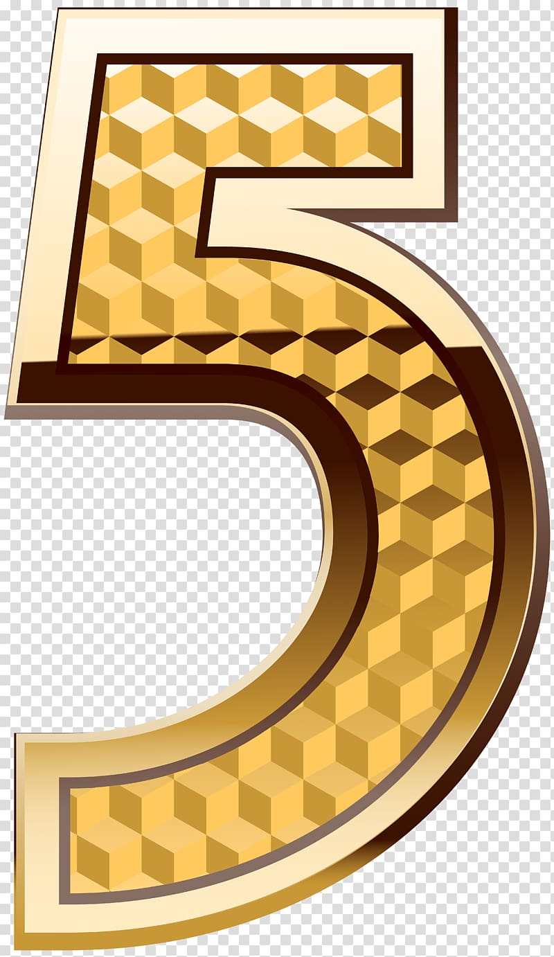 5 letter illustration, Number Numerical digit , Gold Number Five transparent background PNG clipart
