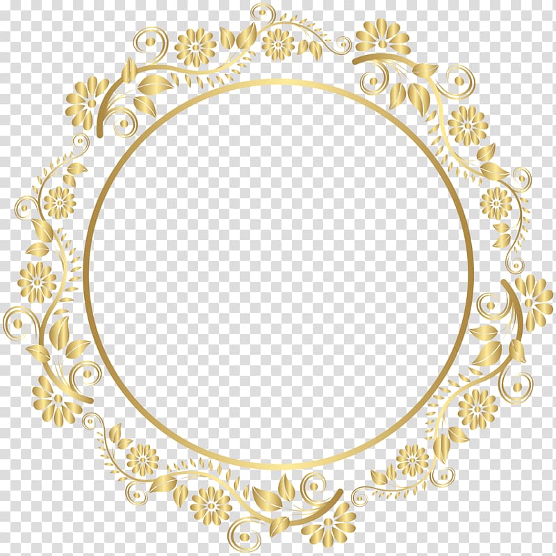round gold floral frame illustration, Gold Frames , round transparent background PNG clipart