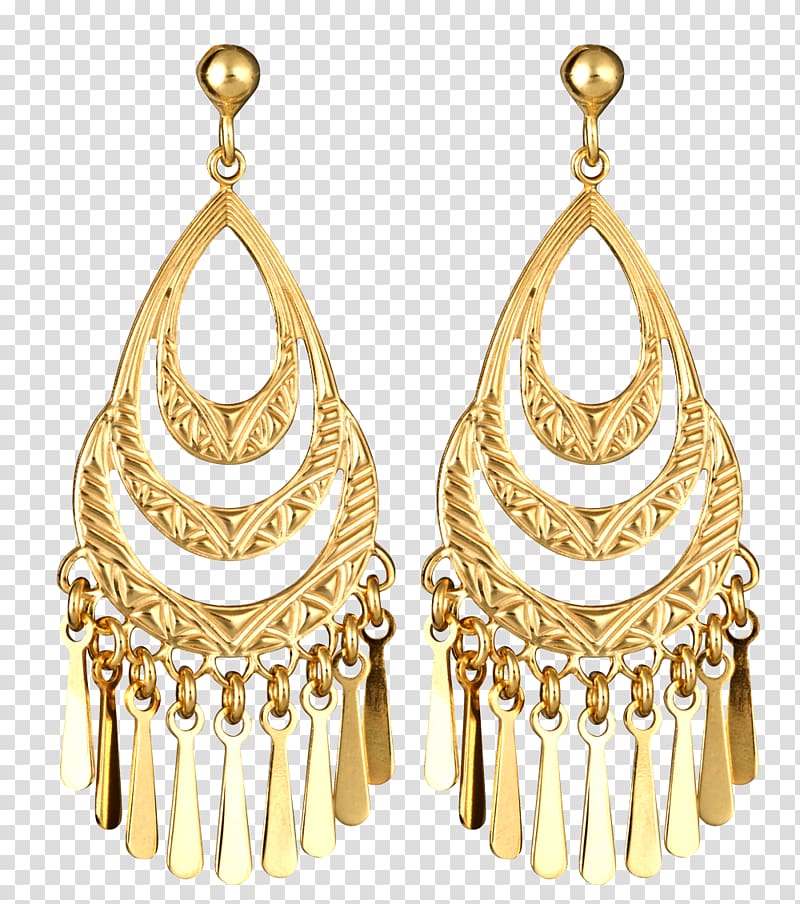 pair of gold-colored chandelier earrings, Earring Gold Jewellery Necklace Pearl, jewelry transparent background PNG clipart