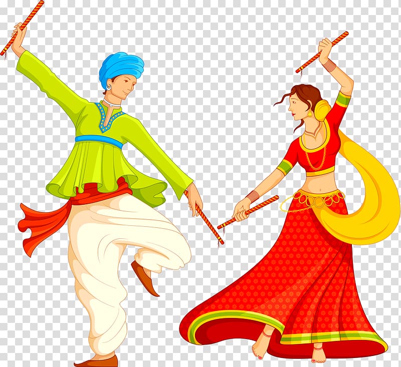 man and woman dancing art illustration, Dandiya Raas Dance Garba , others transparent background PNG clipart