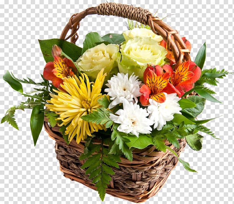 Flower bouquet Basket Floral design Cut flowers, a basket of flowers transparent background PNG clipart