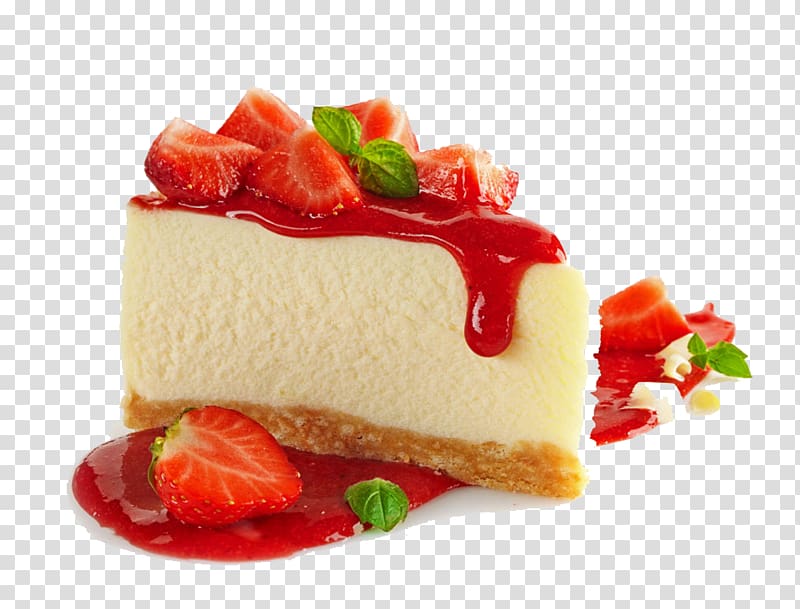 slice of strawberry cake, Cheesecake Strawberry pie Frutti di bosco Strawberry cake, Strawberry cheesecake transparent background PNG clipart