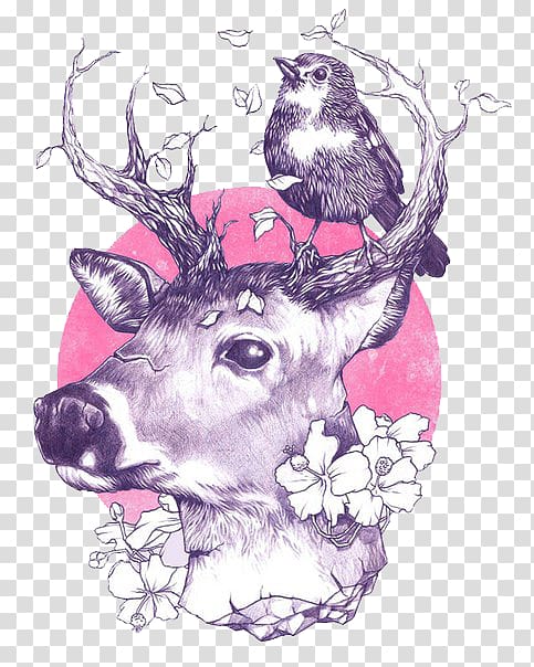 Deer Art Drawing Printmaking, deer transparent background PNG clipart