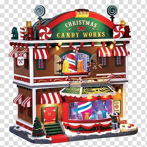 Christmas village Candy Gummy bear Lollipop, candy house transparent background PNG clipart