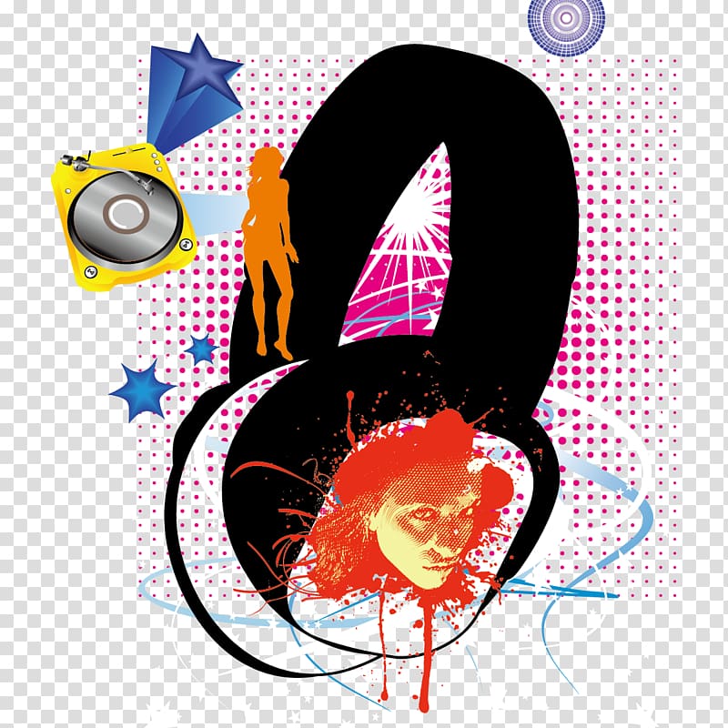 Headphones Ear Illustration, Creative musical elements transparent background PNG clipart