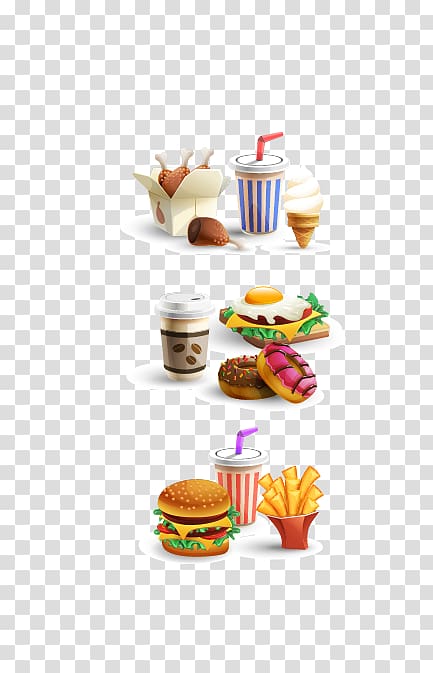 Coffee Fast food KFC Hamburger Cola, dessert eggs transparent background PNG clipart