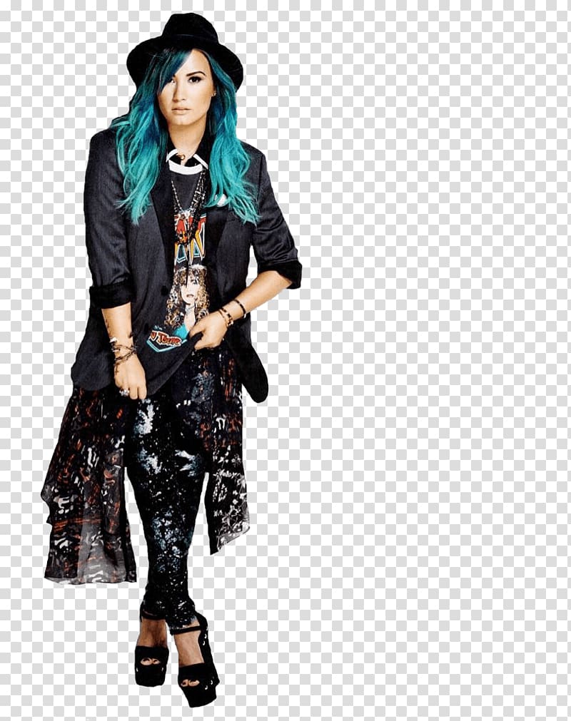 woman wearing black hat and black blazer illustration, Demi Lovato Standing Left transparent background PNG clipart