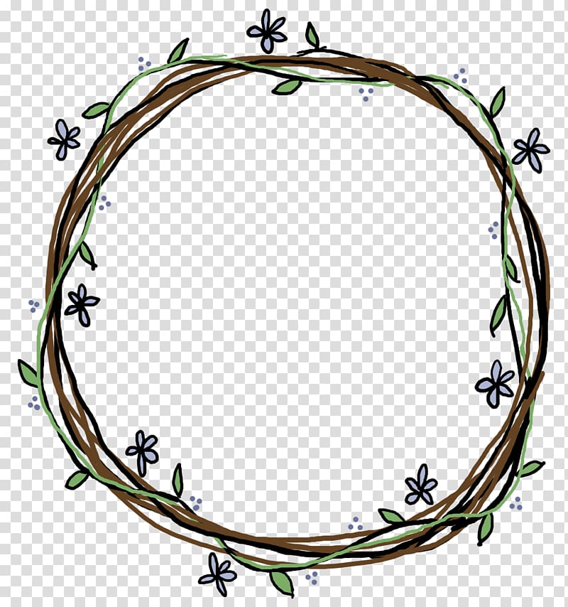 cartoon frame frame ,hand-painted vine wreath transparent background PNG clipart