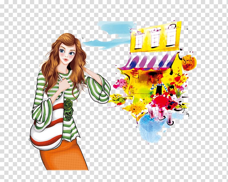 Drawing Cartoon Illustration, People in Europe and America beautiful pattern transparent background PNG clipart