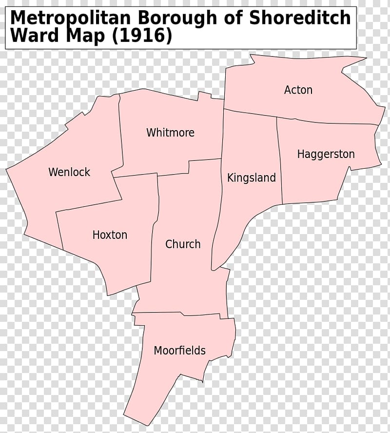 Metropolitan Borough of Shoreditch Metropolitan boroughs of the County of London Ossulstone, London map transparent background PNG clipart