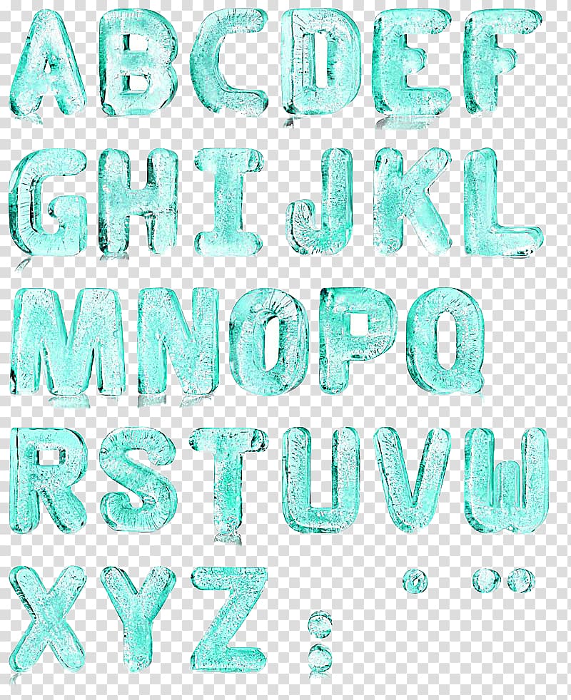 blue alphabet illustration, Free ice blue water alphabet buckle material transparent background PNG clipart
