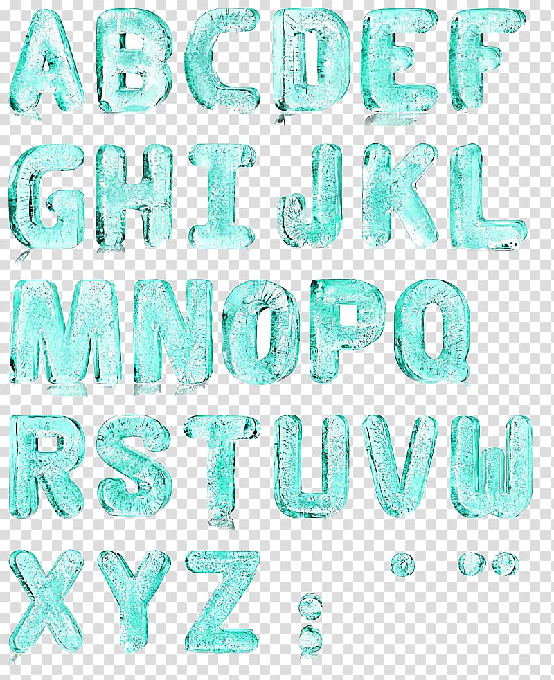 free ice blue water alphabet buckle material transparent background PNG clipart