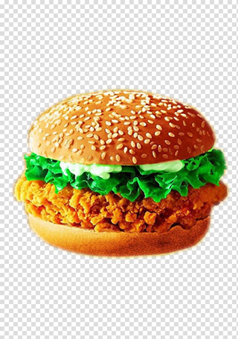 chicken burger, Hamburger KFC Fried chicken Fast food Cheeseburger, Super Burger transparent background PNG clipart