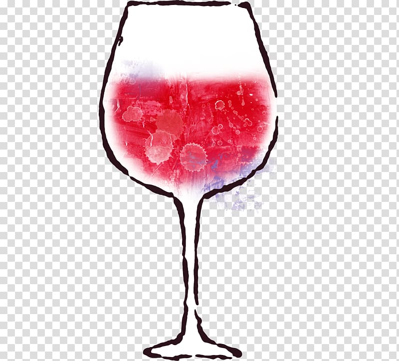 Red Wine Cocktail Wine glass, Hand-painted wine glasses transparent background PNG clipart