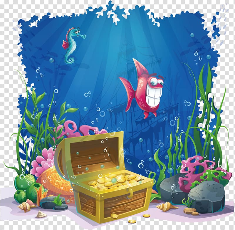 Coral reef Underwater Illustration, Seabed gold transparent background PNG clipart