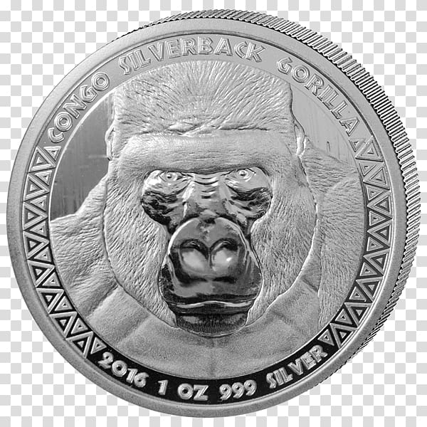 Silver coin American Gold Eagle, gorilla vs ape transparent background PNG clipart