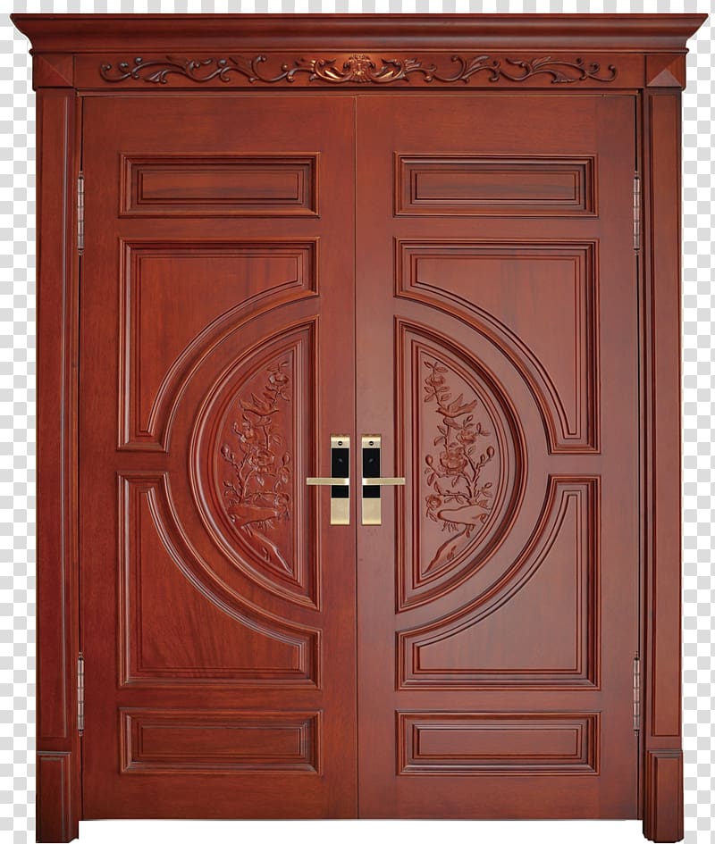 Hardwood Wood stain Door, Chinese Door transparent background PNG clipart