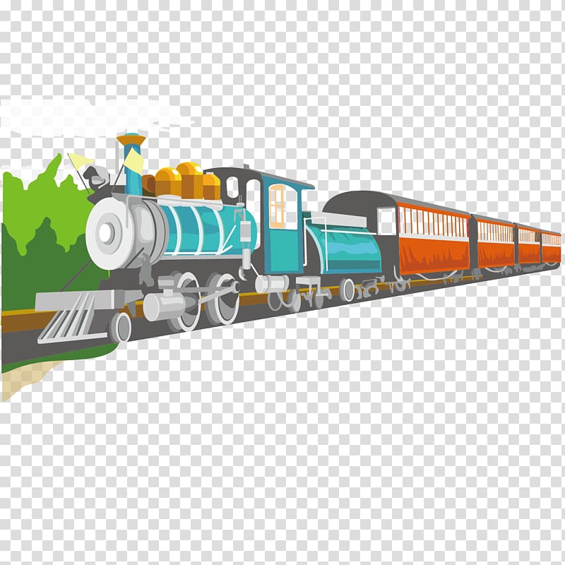 Train Rail transport Cartoon Locomotive, Comics style train material transparent background PNG clipart