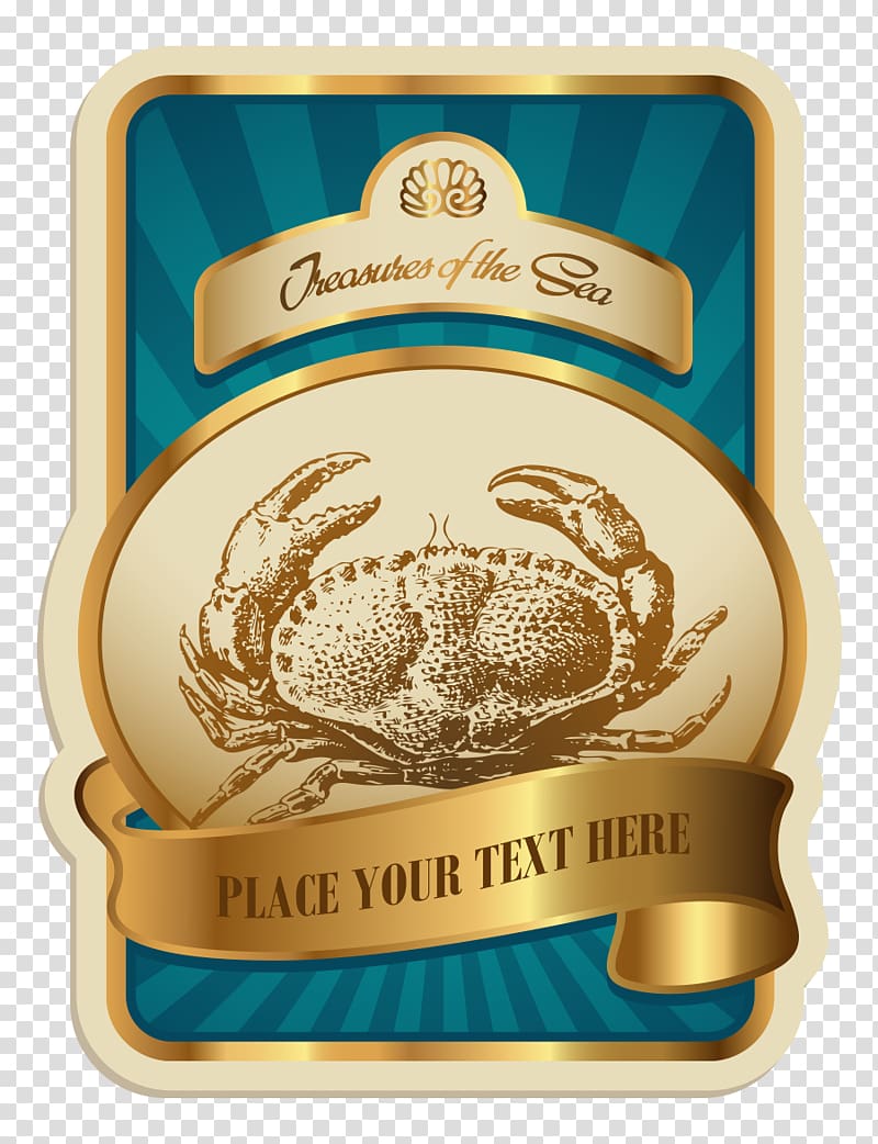 Label Illustration, European gold Greeting Card congratulations crab English transparent background PNG clipart