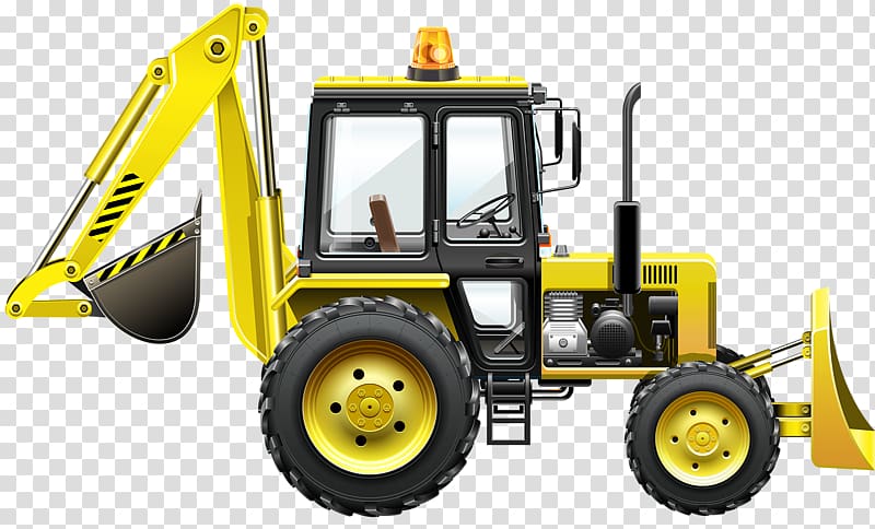 , Yellow excavator transparent background PNG clipart