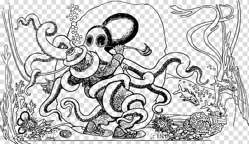 Octopus Line art Drawing, octapus transparent background PNG clipart