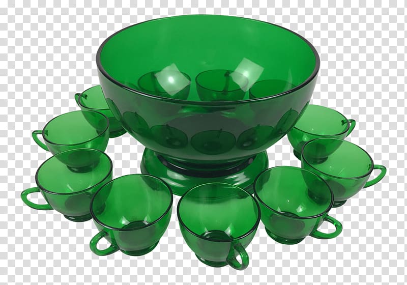 Punch Bowls Glass Green Cup, punch transparent background PNG clipart