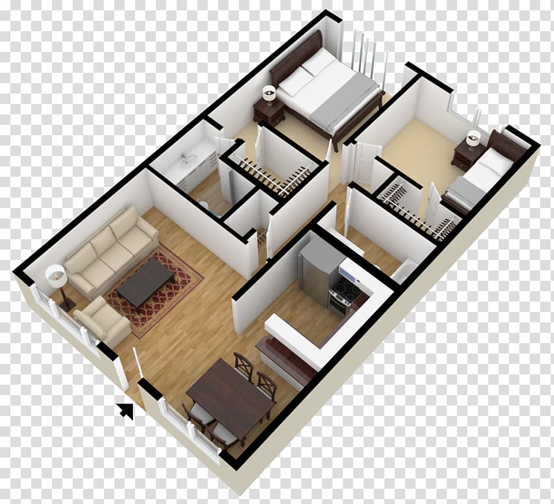 House plan Square foot 3D floor plan, bedroom transparent background PNG clipart