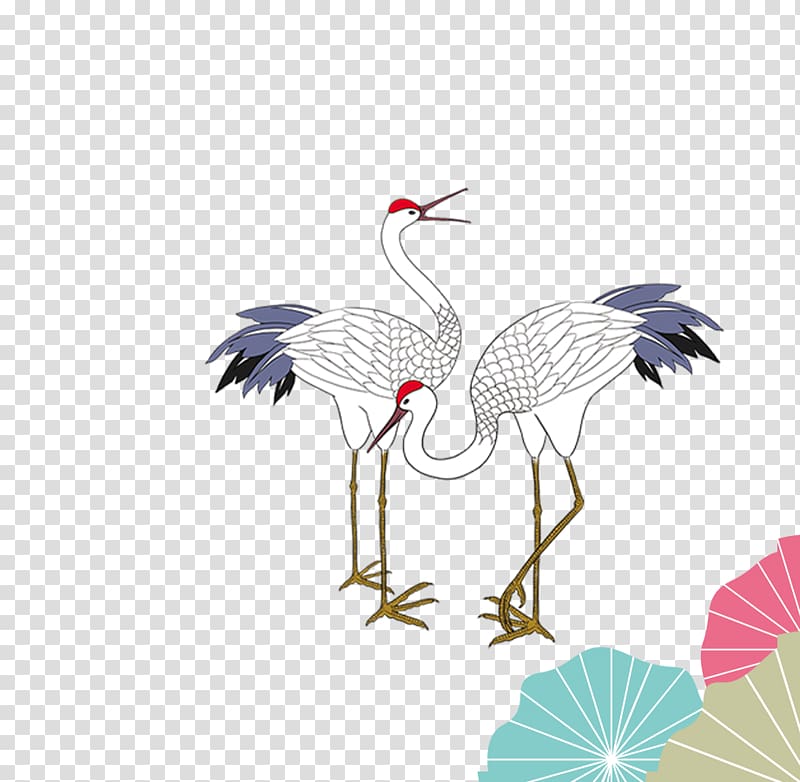 Crane Cartoon Ink wash painting, Simple Chinese style pen swan shape transparent background PNG clipart