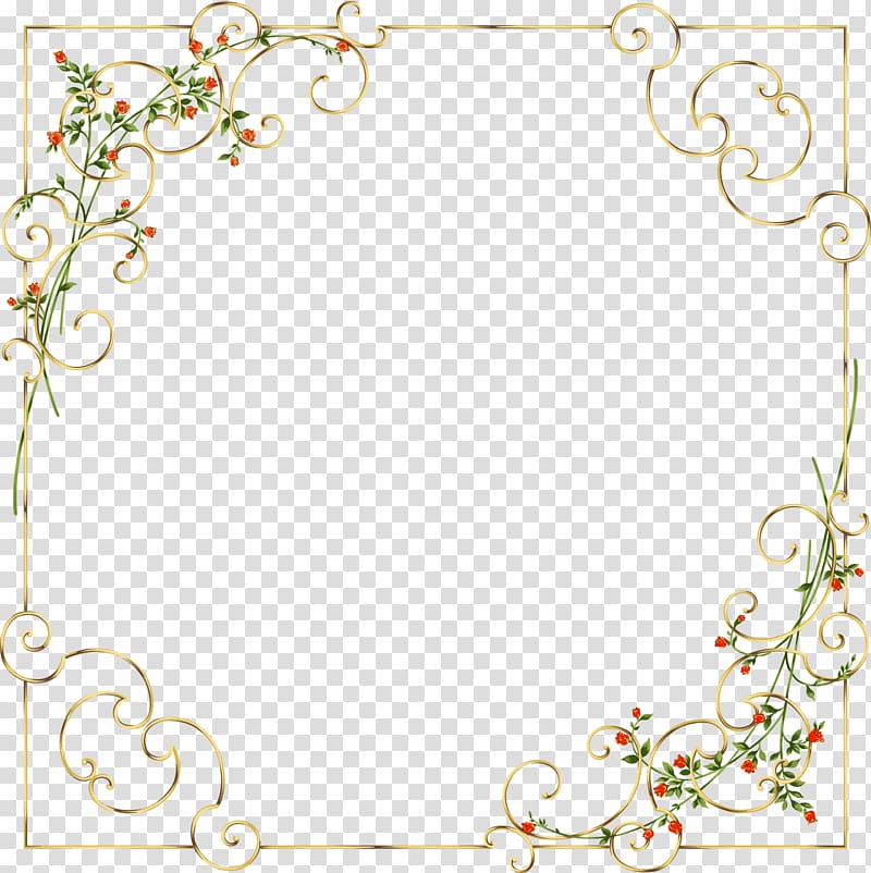 Frames Flower Gold , Delicate Frame transparent background PNG clipart