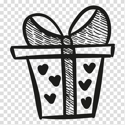 open present clipart black and white