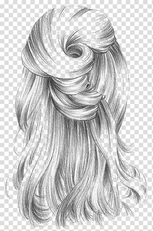 Women's grey hair illustration, Drawing Hairstyle Long hair Illustration,  Sketch girl hair transparent background PNG clipart | HiClipart