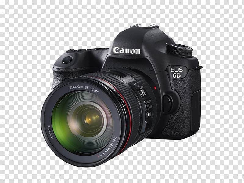 black Canon EOS 6D camera, Canon EOS 6D Mark II Canon EOS 5D Mark III Canon EF 24u2013105mm lens, Digital SLR Camera transparent background PNG clipart