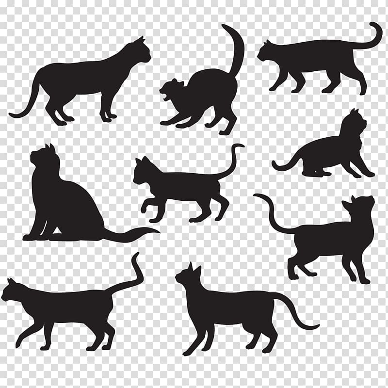 black cats , Cat Silhouette Poster Illustration, Pet cat silhouette material transparent background PNG clipart