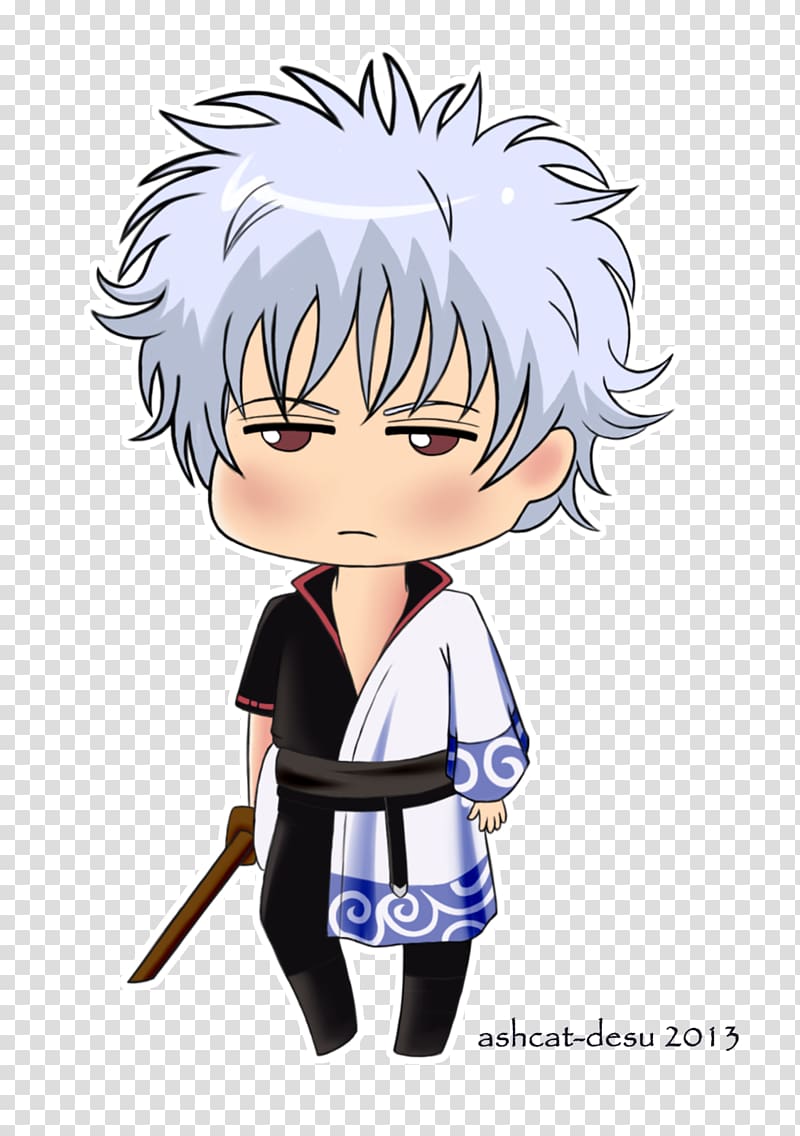 Gintoki Sakata Okita Sougo Gin Tama Chibi , Chibi transparent background PNG clipart