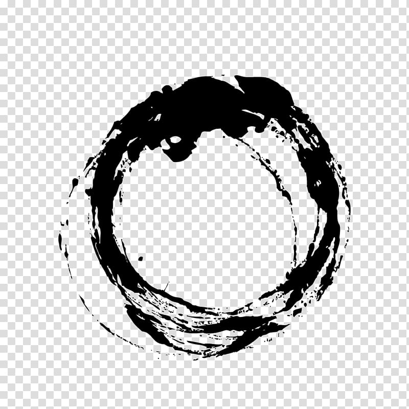 Ink brush Circle, Chinese wind black irregular circle transparent background PNG clipart