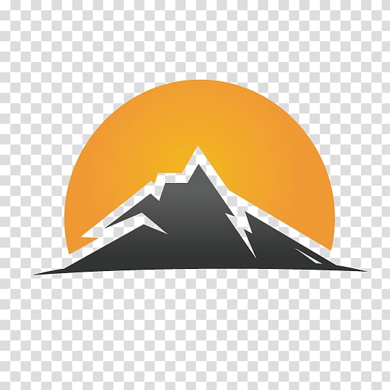 gray mountain and yellow sun logo, Logo Graphic design, Creative sunset and mountain transparent background PNG clipart