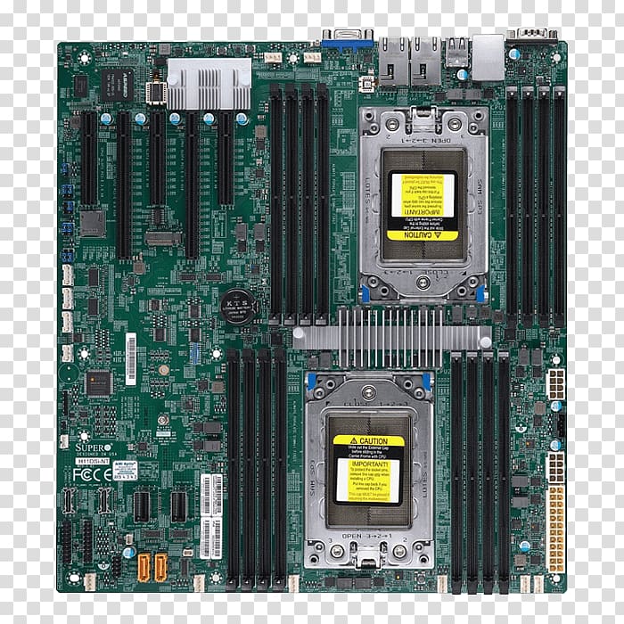 SUPERMICRO H11DSi, motherboard, extended ATX, Socket SP3, Socket SP3, Bulk SUPERMICRO H11DSI-NT, motherboard, extended ATX, Socket SP3, Socket SP3, Bulk Super Micro Computer, Inc. CPU socket, Computer transparent background PNG clipart