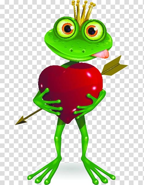The Frog Prince Illustration, Cartoon frog holding heart transparent background PNG clipart