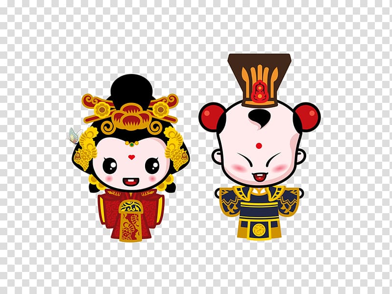 Tang dynasty Budaya Tionghoa u4e2du56fdu5409u7965u7b26 u7ae5u5b50 Sudhana, Cartoon characters bride and groom transparent background PNG clipart