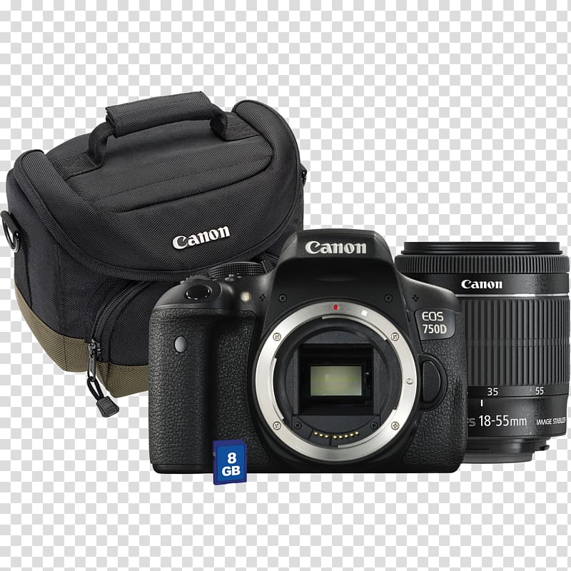 Canon EOS 750D Canon EOS 700D Canon EOS 80D Canon EF-S 18–135mm lens Digital SLR, Camera transparent background PNG clipart