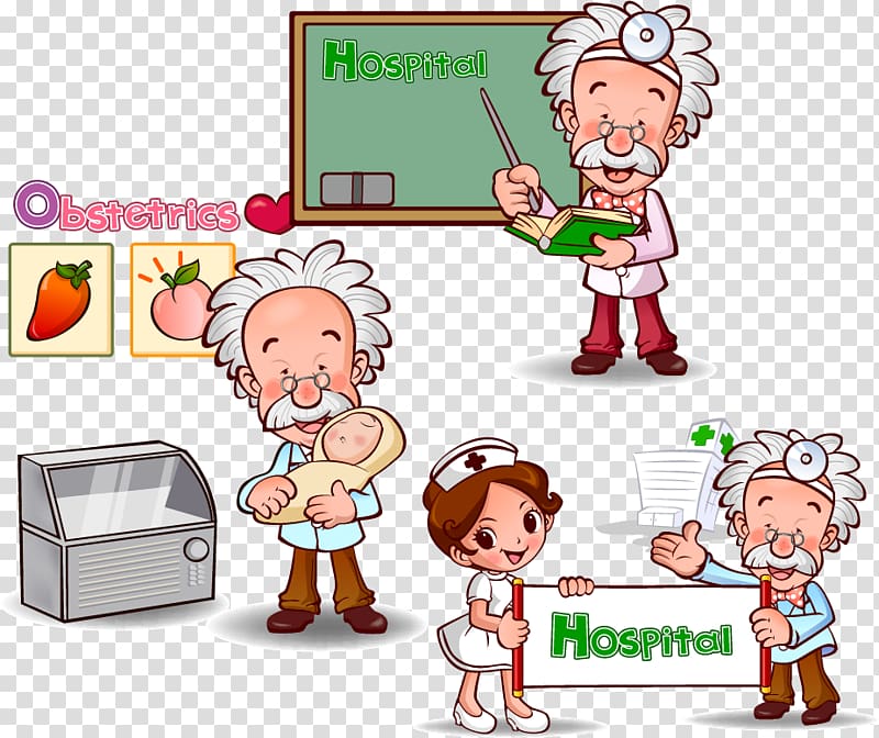 Nurse Cartoon Physician, Hospital doctors and nurses poster elements transparent background PNG clipart