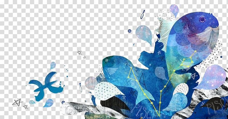 Cartoon Fish Illustration, Twelve constellations of Pisces cartoon transparent background PNG clipart