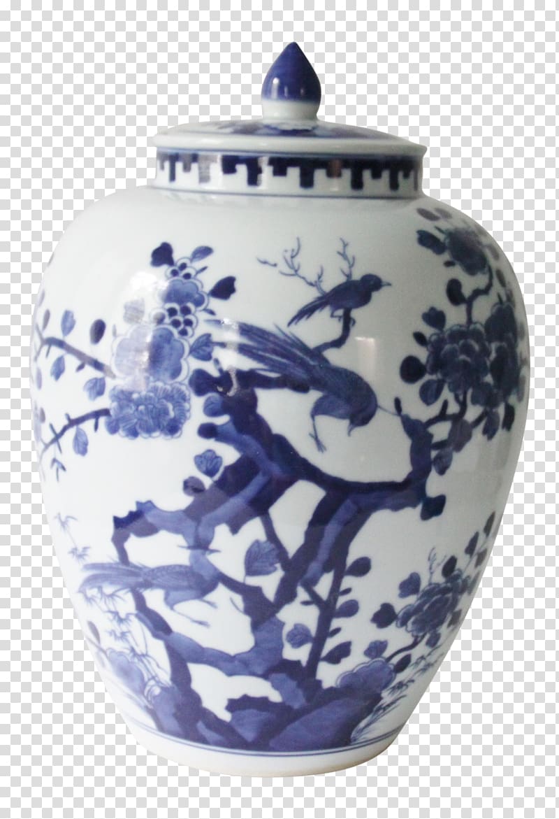 Blue and white pottery Vase Porcelain Jar, Chinoiserie transparent background PNG clipart